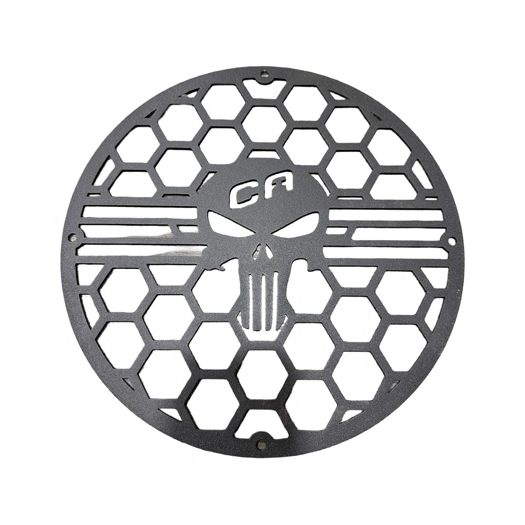 10″ Skull Speaker Grill – Powder-Coated Aluminum Loudspeaker Cover