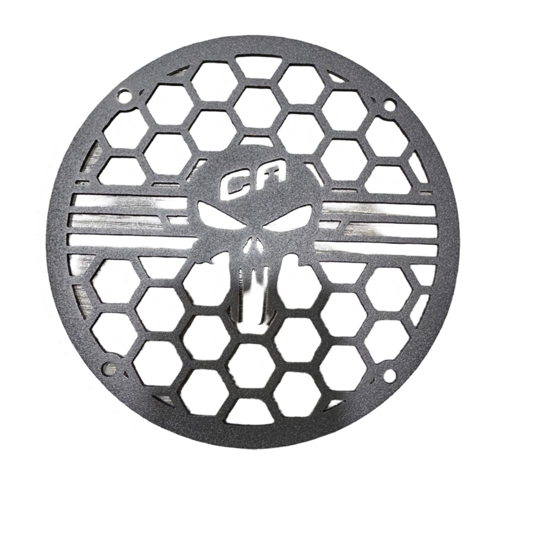 6.5″ Skull Speaker Grill – Powder-Coated Aluminum Loudspeaker Cover