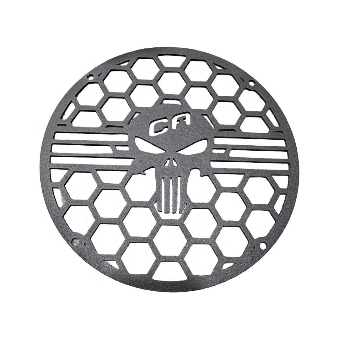 8″ Skull Speaker Grill – Powder-Coated Aluminum Loudspeaker Cover
